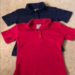 GIRLS - 2 Solid Color Polo Shirts - Size XS 4/5